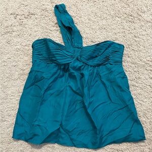 BCBGMaxAzria Teal Pleated Blouse